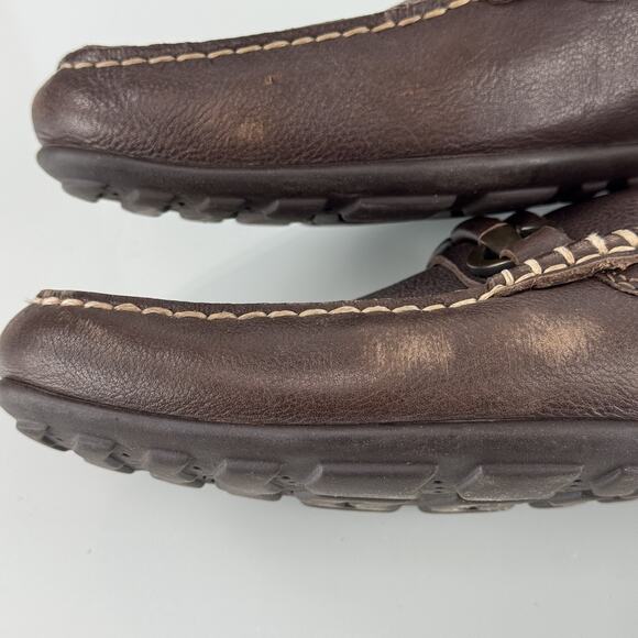 GEOX Respira Men\'s Slip-on Horsebit Driving Brown Leather Loafer size 12 US main image 4
